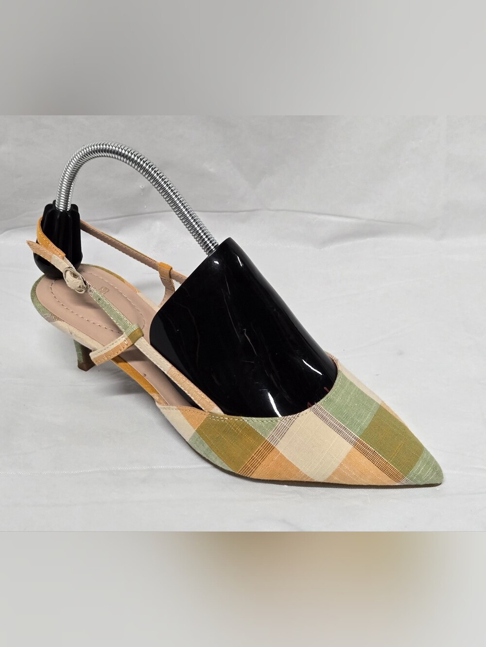 Bandelino Plaid Pointed Toe Slingback Kitten Heels Textile Upper 8